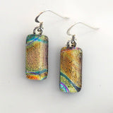 Light bronze dichroic glass earrings