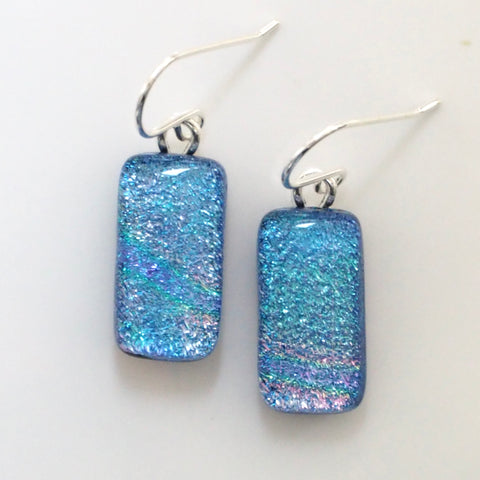 Pale blue fused glass earrings