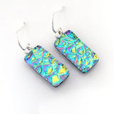 Turquoise gold and pink dichroic glass earrings