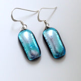 Pale blue dichroic glass earrings