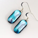 Pale blue dichroic glass earrings