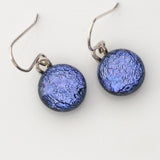 Purple round dichroic glass earrings