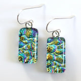 Turquoise gold and pink dichroic glass earrings