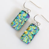 Turquoise gold and pink dichroic glass earrings