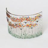 Fused Glass Curve - Rainbow flowers