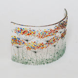 Fused Glass Curve - Rainbow flowers