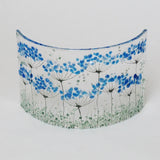 Fused Glass Curve - Blue flowers