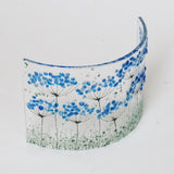 Fused Glass Curve - Blue flowers