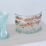Fused Glass Curve - Rainbow flowers
