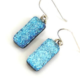 Ice blue dichroic glass earrings