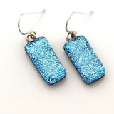 Ice blue dichroic glass earrings