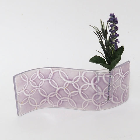 Lilac abstract fused glass bud vase