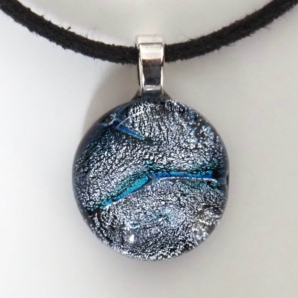 Silver fused dichroic glass pendant