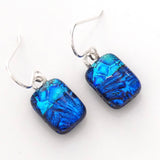 Turquoise and blue dichroic glass earrings