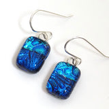 Turquoise and blue dichroic glass earrings