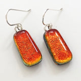 Orange dichroic glass earrings