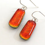 Orange dichroic glass earrings
