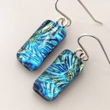 Turquoise blue and gold dichroic glass earrings