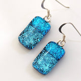 Turquoise and aqua dichroic glass earrings