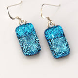 Turquoise and aqua dichroic glass earrings