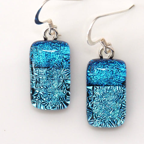 Turquoise and aqua dichroic glass earrings