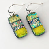 Gold and aqua dichroic glass earrings
