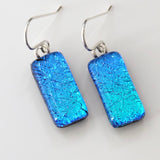 Blue turquoise dichroic glass earrings
