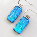 Blue turquoise dichroic glass earrings