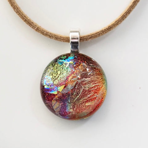 orange round dichroic glass pendant