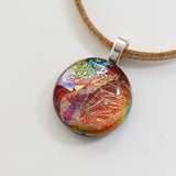 Orange fused dichroic glass pendant