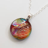 Orange fused dichroic glass pendant