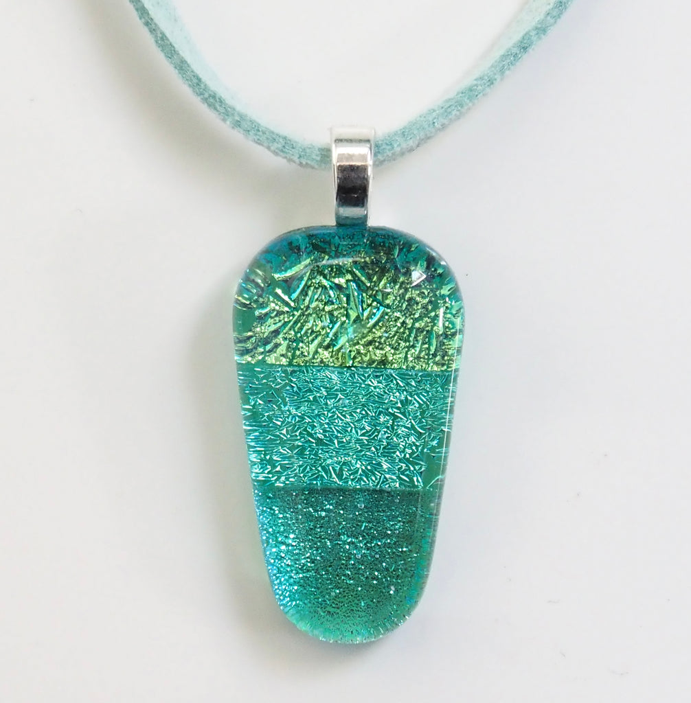 turquoise dichroic glass pendant