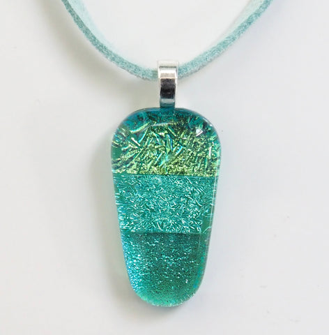 turquoise dichroic glass pendant