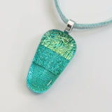 Turquoise green fused dichroic glass pendant