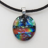 Blue and orange fused glass pendant