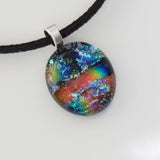Blue orange dichroic glass pendant