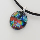Blue orange dichroic glass pendant