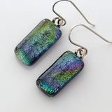 Green and purple dichroic glass earrings
