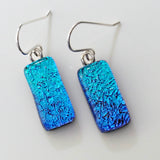 Blue turquoise dichroic glass earrings