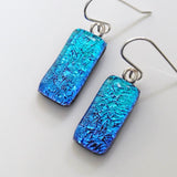 Blue turquoise dichroic glass earrings
