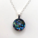Round fused dichroic glass pendant