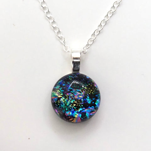 Round fused dichroic glass pendant
