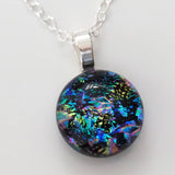 Round fused dichroic glass pendant