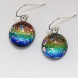 Rainbow multi-colour dichroic glass earrings
