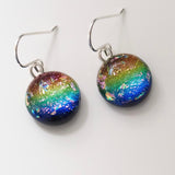 Rainbow multi-colour dichroic glass earrings