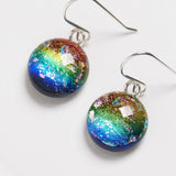 Rainbow multi-colour dichroic glass earrings