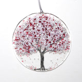 Spring cherry blossom tree fused glass sun-catcher