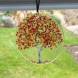 Autumn tree fused glass sun-catcher