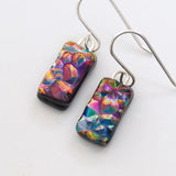 Multicolour textured dichroic glass earrings