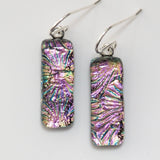 Pink and gold dichroic glass earrings